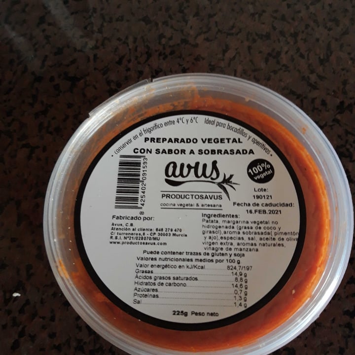 photo of Avus Sobrasada Vegetal shared by @criscs1073 on  29 Jan 2021 - review