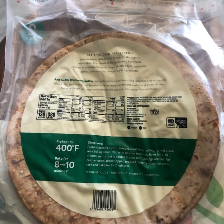 photo of 365 Whole Foods Market Organic whole wheat thin & crispy pizza crusts shared by @sf4 on  26 May 2022 - review