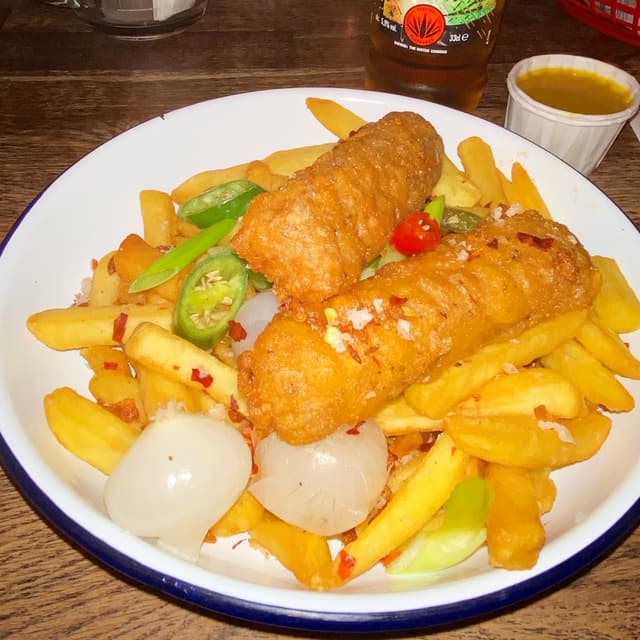 Photo of the dish “Salt And Chilli Battered Sausage Supper”
