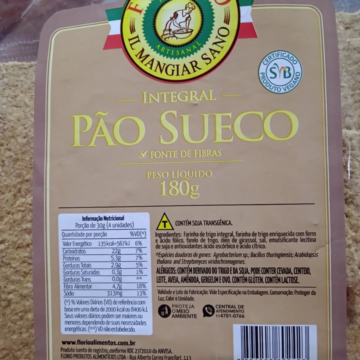 photo of Florio pão sueco integral shared by @carolcherry on  08 Aug 2022 - review