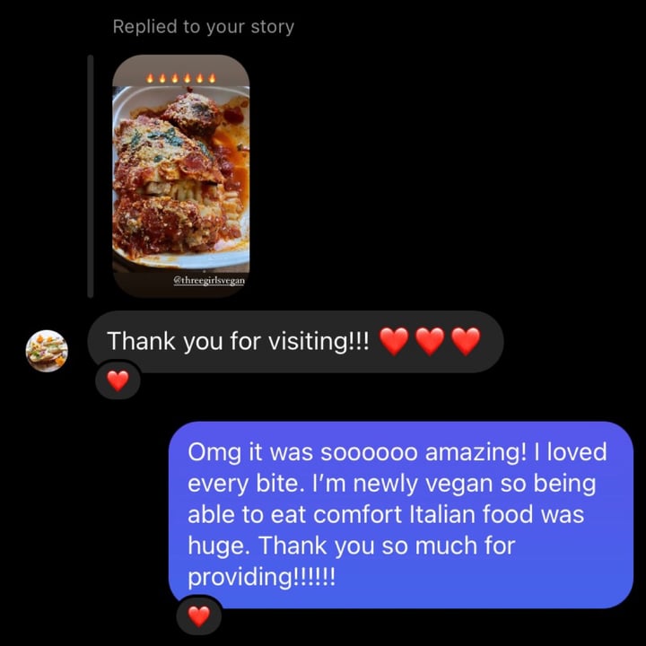 photo of Three Girls Vegan Creamery Lasagna shared by @veganmeatball on  07 Feb 2021 - review