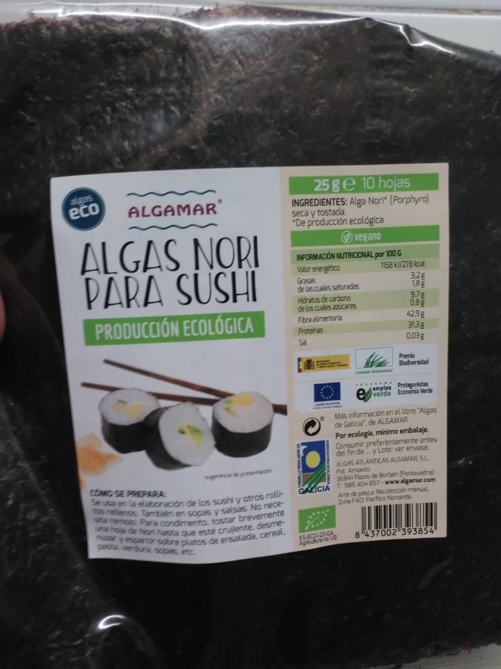review photo of Algamar Alga Nori para Sushi shared by @nachouve on 06 Mar 2020 - review