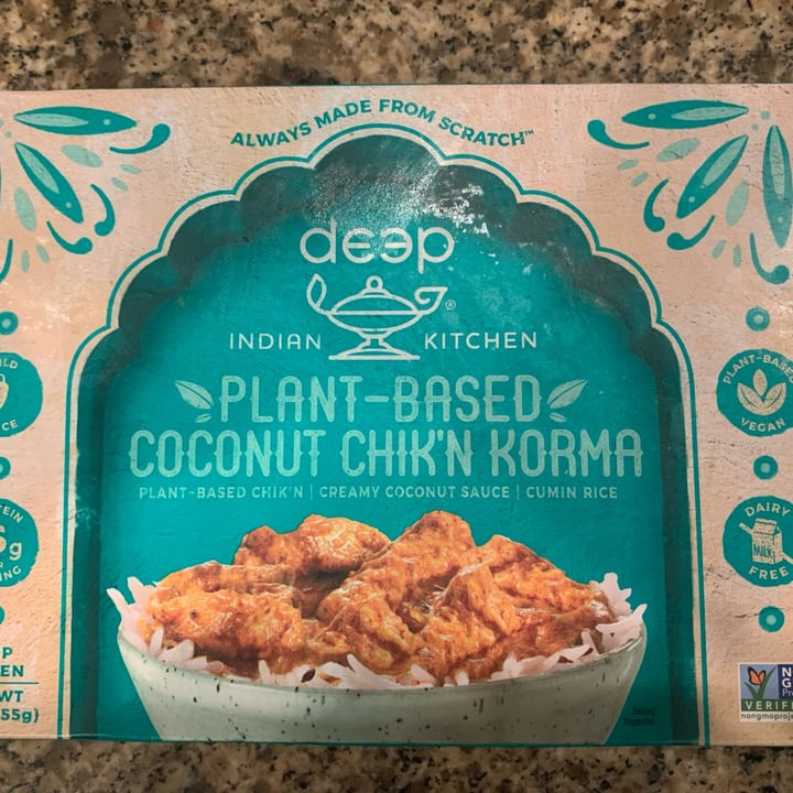 photo of Deep Indian Kitchen plant based coconut chikn korma shared by @slcvegan on  10 Nov 2022 - review