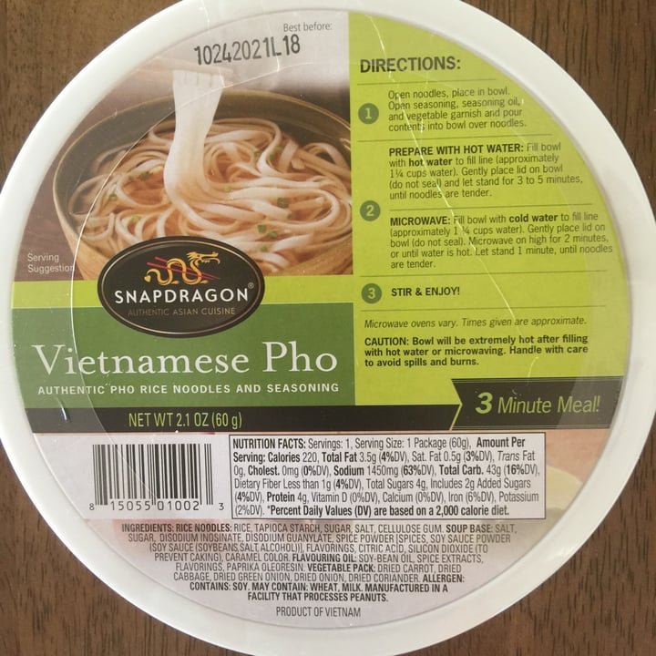 photo of Snapdragon Vietnamese Pho shared by @emmc1 on  22 Aug 2020 - review