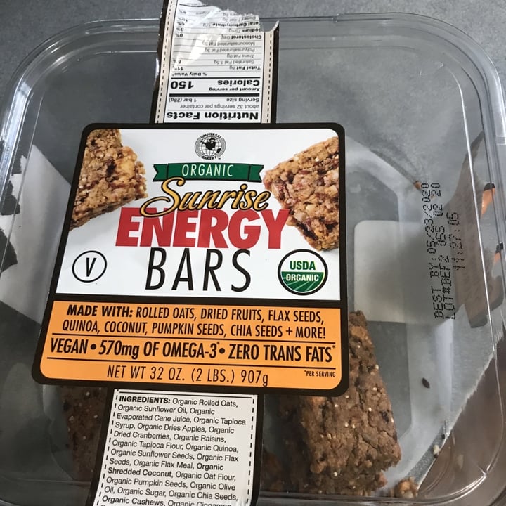 photo of Sunrise Energy Bars Sunrise Energy Bars shared by @shira on  07 Apr 2020 - review