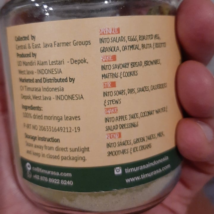 photo of CV Timurasa Indonesia Moringa Powder shared by @plantsfeelthough on  10 May 2020 - review