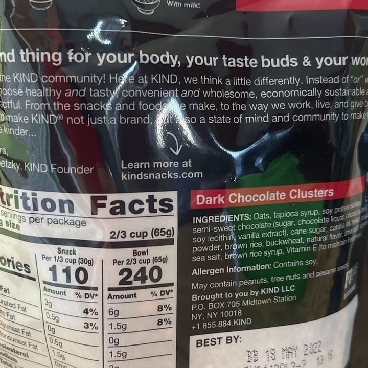 photo of KIND Dark chocolate clusters shared by @debthebweb on  05 Nov 2021 - review