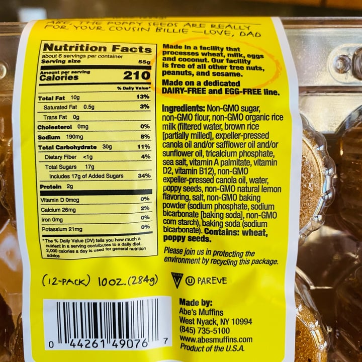 photo of Abe's Vegan Muffins Lemon Poppy Muffins shared by @beckyyy on  05 Nov 2022 - review