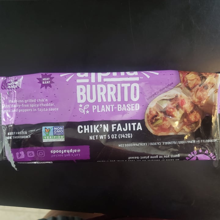 photo of Alpha Foods Chick’n Fajita Burrito shared by @phunkyfrogs on  14 Jun 2020 - review