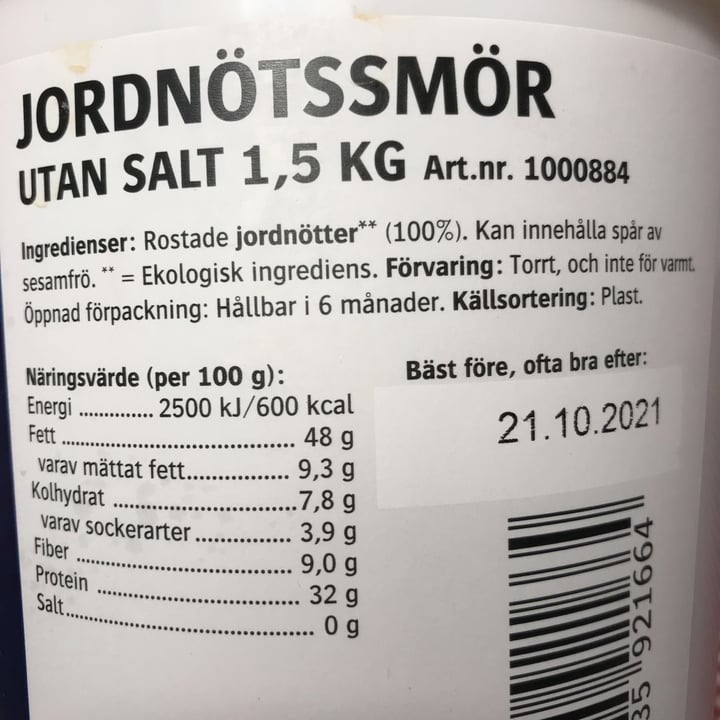 review photo of Kung Markatta jordnötssmör utan salt 1,5 kg shared by @hannayouvan on 18 Dec 2020 - review