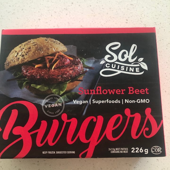 photo of Sol Cuisine Sol Cuisine Sunflower Beet Vegan Burger shared by @sueprozak on  15 May 2021 - review