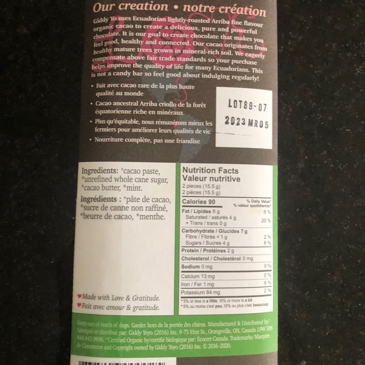 review photo of Giddy Yo Chocolate Mint shared by @bellabalanced on 11 Dec 2021 - review
