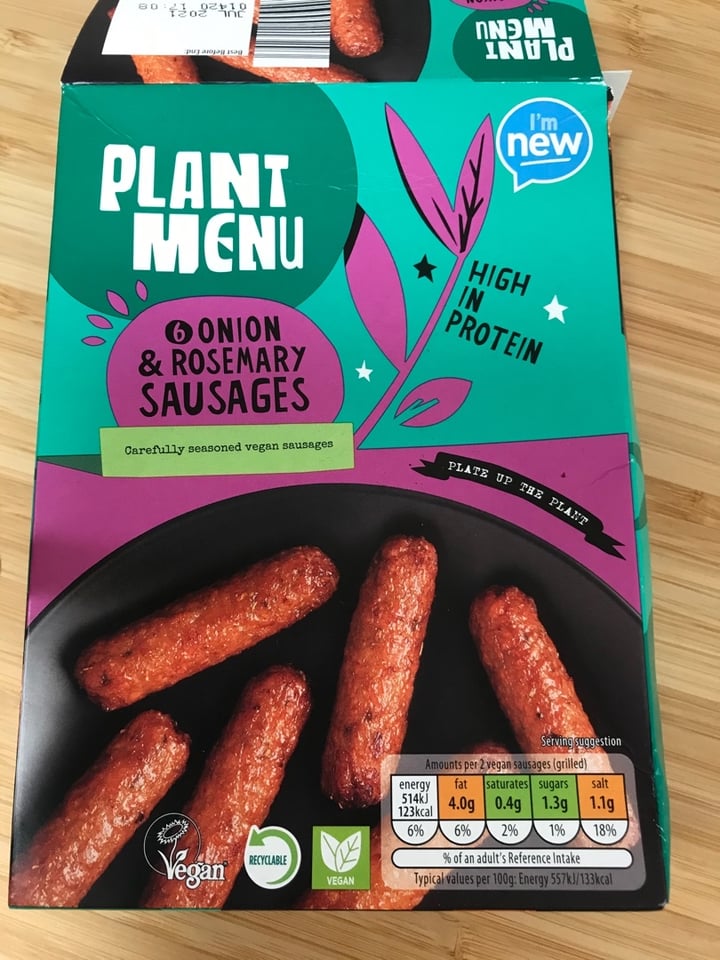 photo of ALDI Plant Menu Onion & Rosemary Sausages shared by @happyherbivore on  01 Feb 2020 - review