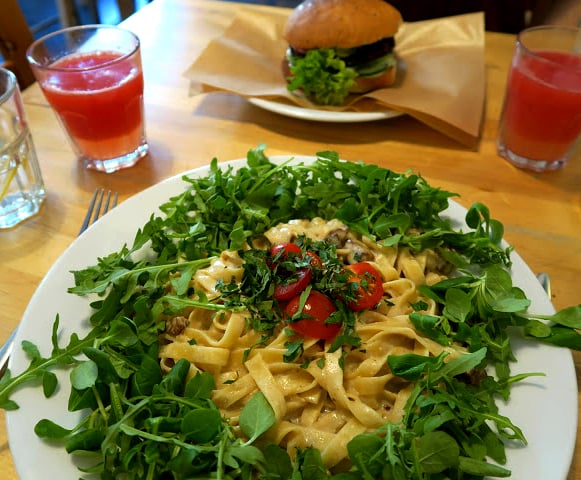 photo of Lokal Vegan Bistro Tagliatelle & tempeh burger shared by @travellingweasels on  28 May 2021 - review