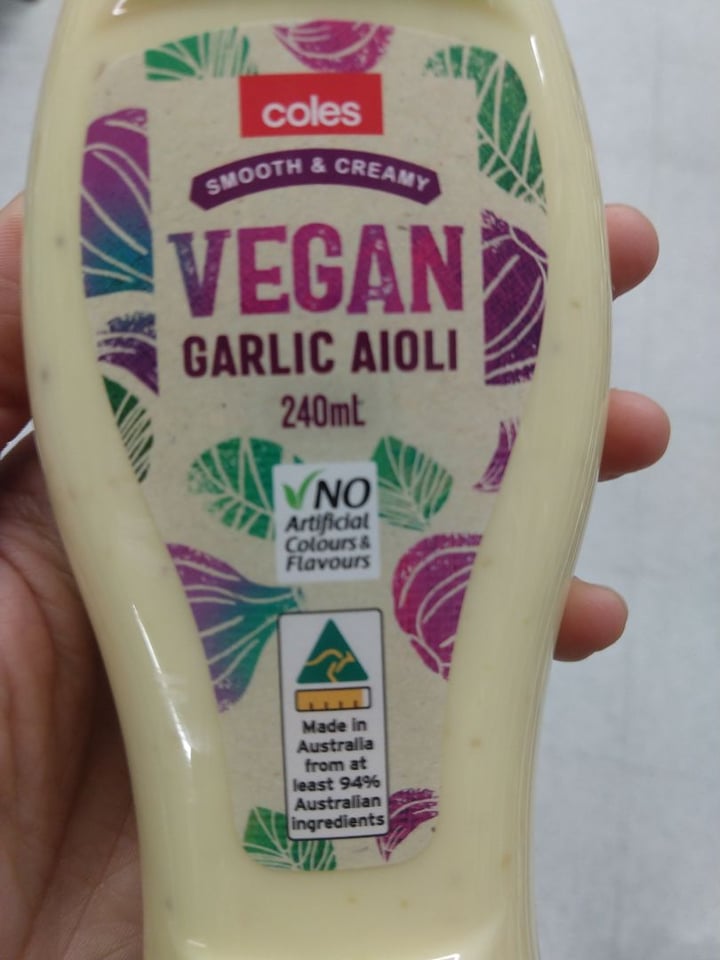 review photo of Coles Vegan Garlic Aioli (Smooth & Creamy) shared by @andreavaldivia on 03 Mar 2020 - review