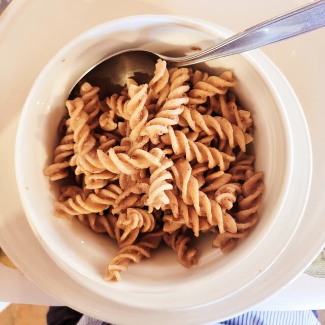 Photo of the dish “fusilli di farro con pesto di Noci e olive”