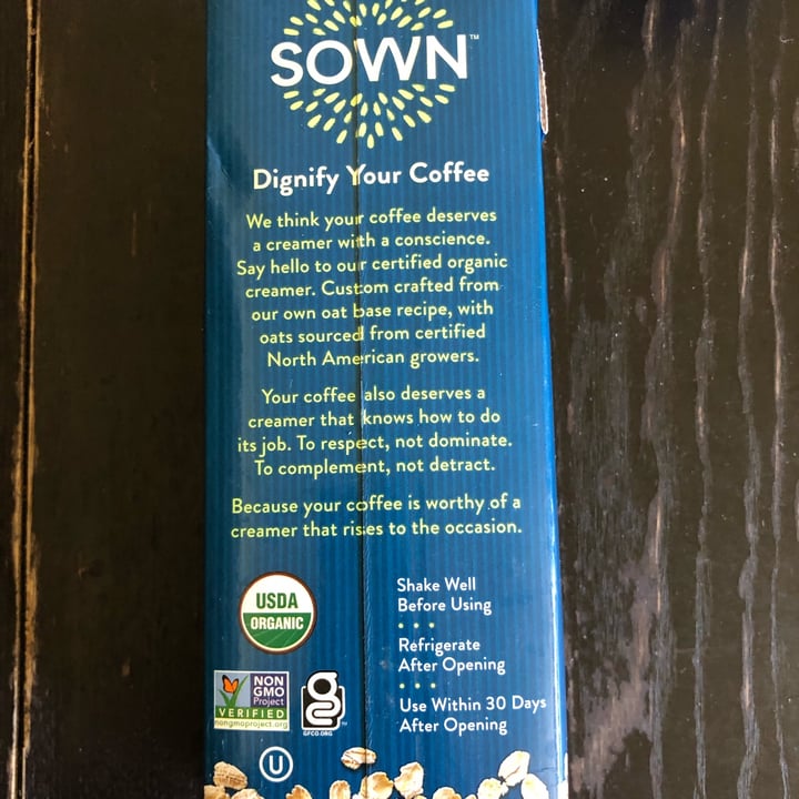 photo of Sown Organic Oat Creamer Unsweetened shared by @ito-bearito on  15 Apr 2022 - review