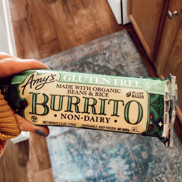photo of Amy’s Amy’s Gluten Free Non-Dairy Organic Burrito with Beans & Rice shared by @melissamccaddon on  30 Dec 2020 - review