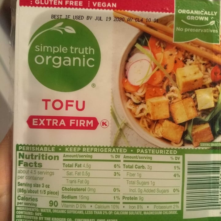 photo of Simple Truth Organic Tofu Extra Firm shared by @jzbreunig on  12 Jun 2020 - review