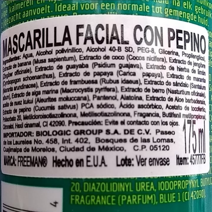 review photo of Freeman Beauty Mascarilla facial de pepino shared by @mielmiel on 14 Dec 2020 - review