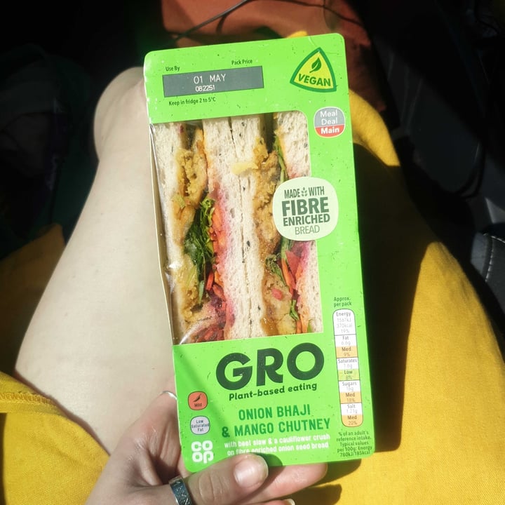 photo of GRO Onion Bhaji & mango chutney sandwich shared by @timea on  04 May 2022 - review