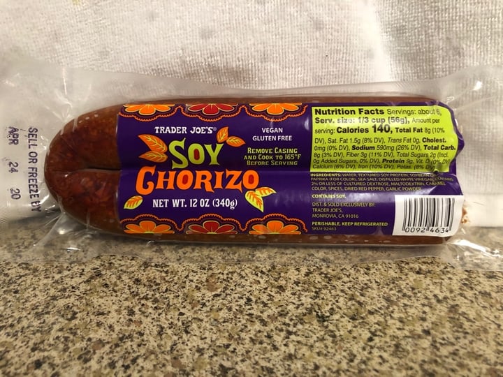 photo of Trader Joe's Soy Chorizo shared by @happyharo on  25 Jan 2020 - review
