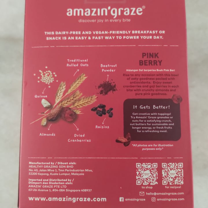 review photo of Amazin' graze Pink Berry Goodness In A Bowl shared by @austenleow on 17 May 2022 - review