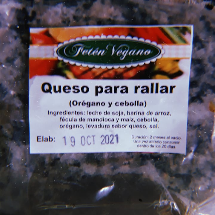 photo of Fetén vegano Queso para Rallar shared by @nanicuadern on  23 Nov 2021 - review