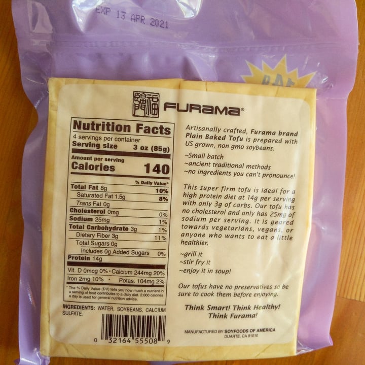 review photo of Furama Plain Baked Tofu shared by @lemonbeebrush on 11 Apr 2021 - review