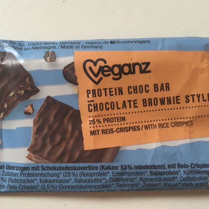 photo of Veganz Protein Choc Bar Chocolate Brownie Style shared by @ronschabe on  04 Oct 2021 - review