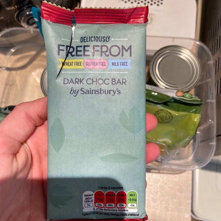 photo of Sainsbury's Dark Choc Bar shared by @lewthevegan on  05 Jun 2020 - review