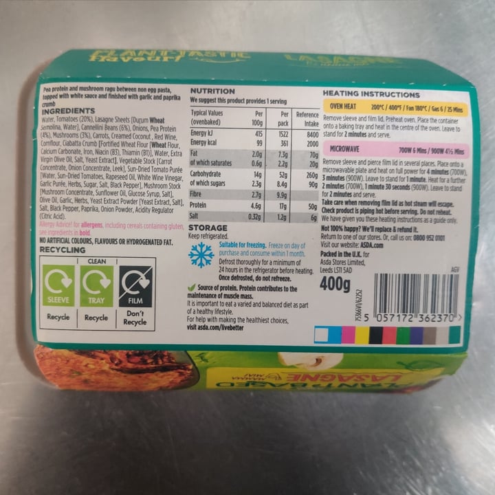 photo of ASDA Plant Based Lasagne shared by @ausra12321 on  23 Jun 2021 - review