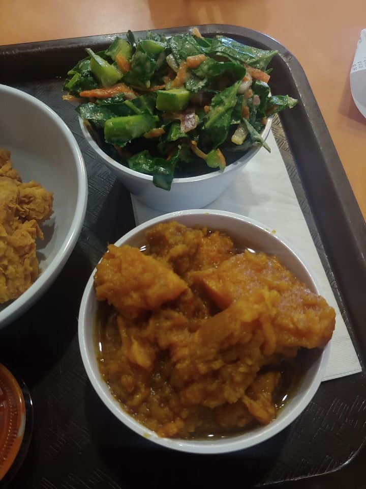 photo of NuVegan Café Vegan Drummies With Buffalo Sauce, Ginger Collards, And Sweet Potatoes shared by @vecanter on  19 Feb 2020 - review