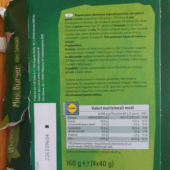 review photo of Vemondo Mini burger con spinaci shared by @lucibreizh on 17 Jul 2022 - review