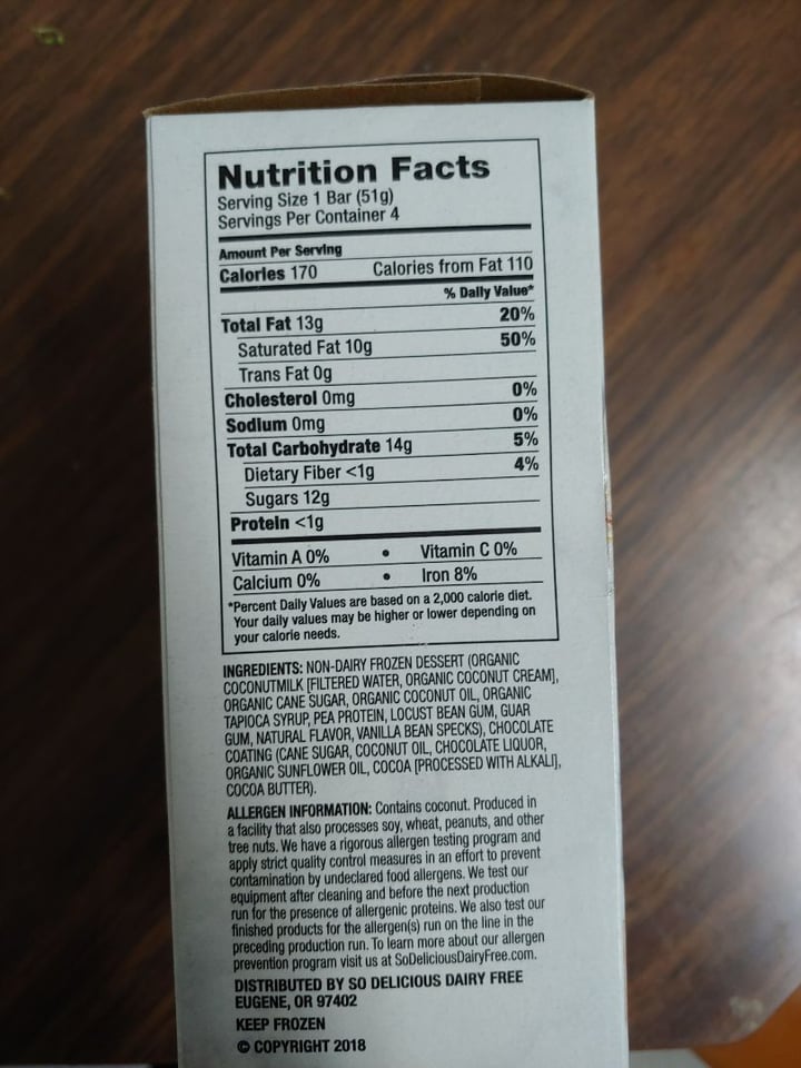 photo of So Delicious Dairy Free Dipped Vanilla Bean Coconutmilk Ice Cream Bar shared by @vecanter on  19 May 2019 - review