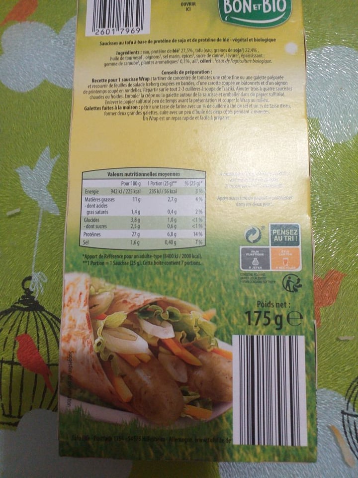 photo of Bon et bio Saucisses tofu shared by @athenais on  16 Mar 2020 - review