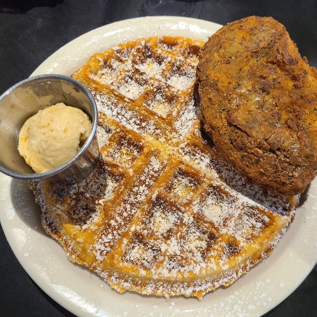 Photo of the dish “Chick’n and Waffles”