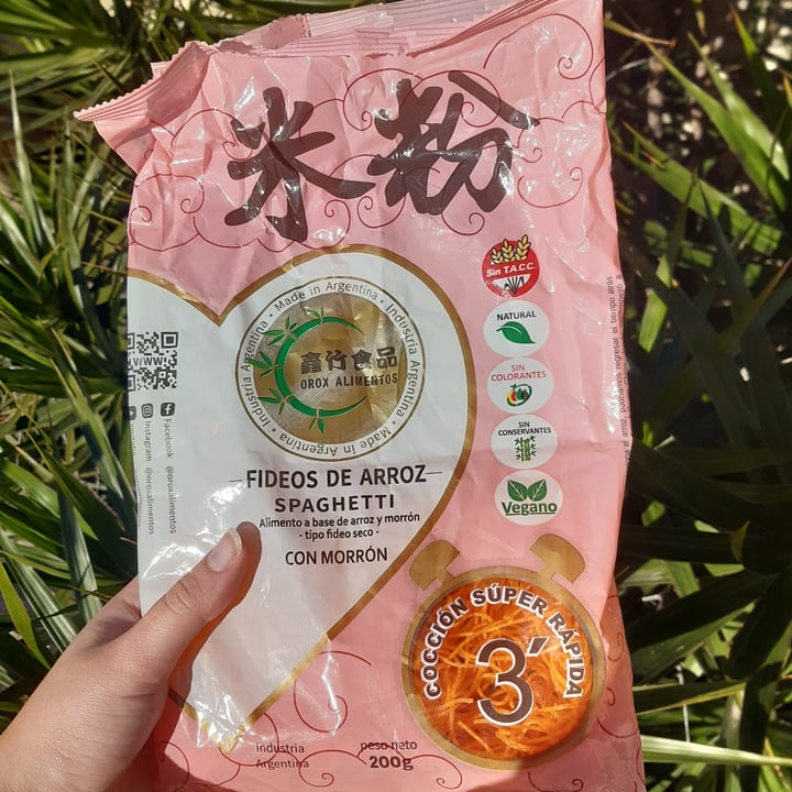 review photo of Orox alimentos Fideos De Arroz Spaghetti Con Morrón shared by @gubbalo on 17 Jun 2021 - review