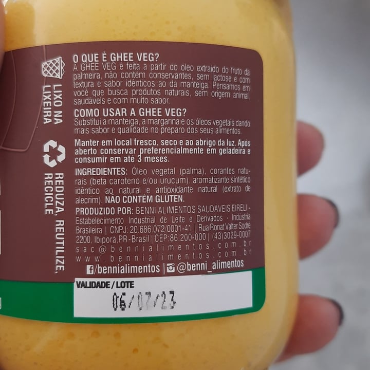 review photo of Benni alimentos Ghee Veg shared by @arqlele on 13 May 2022 - review