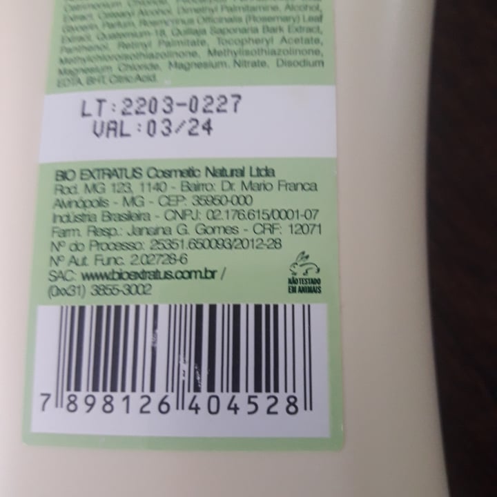 review photo of Bioextratus condicionador Antiqueda Jaborandi, Alecrim E Quilaia shared by @fernandabrodrigues39 on 25 Jun 2022 - review