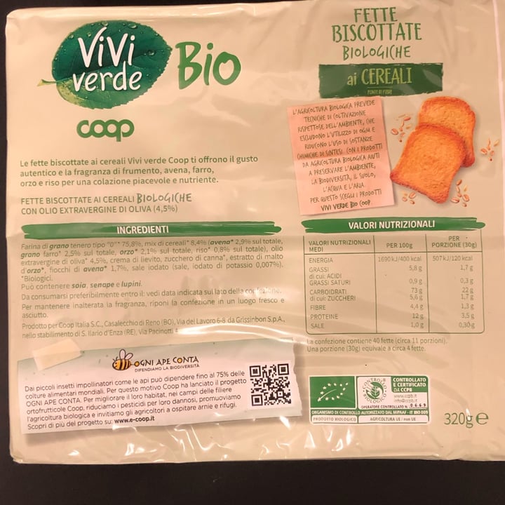 photo of Vivi Verde Coop fette biscottate biologiche ai cereali shared by @andrea76 on  29 Nov 2022 - review