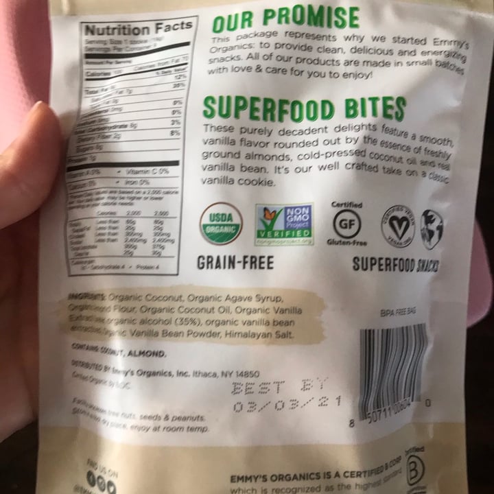 review photo of emmy's organics coconut Cookies vanilla bean shared by @xpadrile on 16 Sep 2020 - review