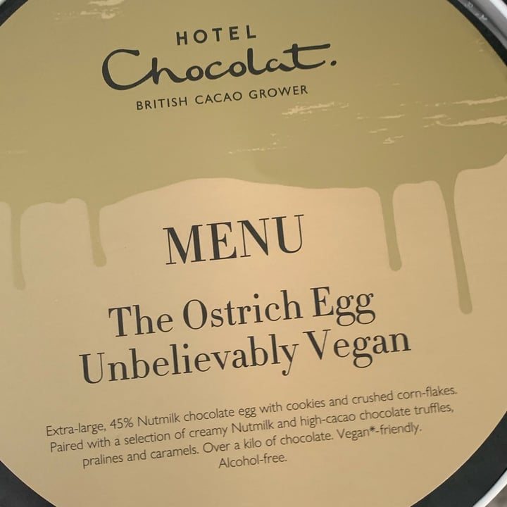 photo of hotel chocolat The Ostrich Egg, Unbelievably Vegan shared by @veganfooduk on  03 Jun 2022 - review