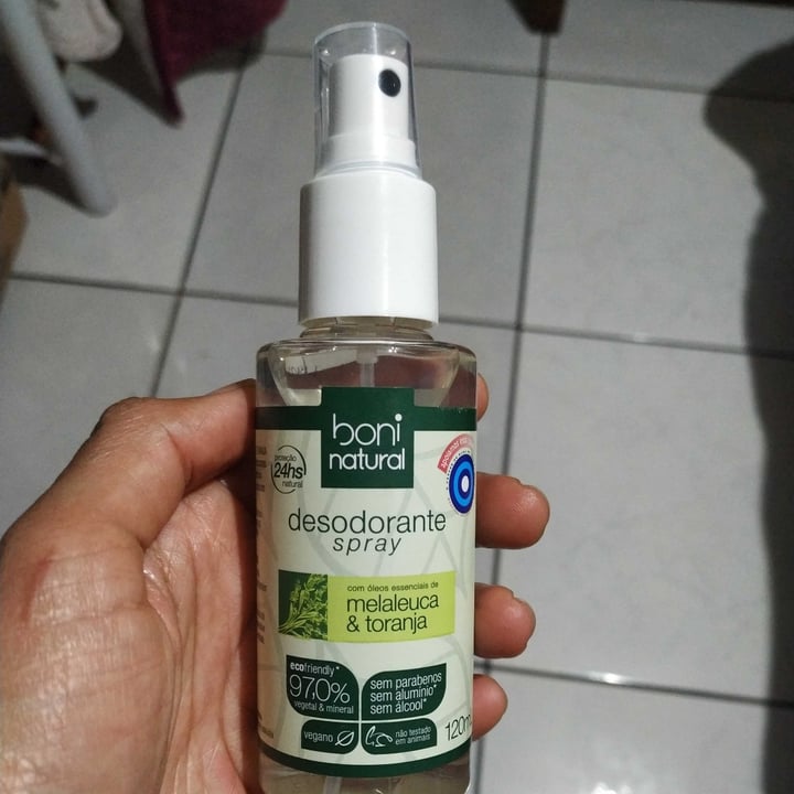 photo of Boni natural Desodorante Spray Melaleuca & Toranja shared by @emanoele on  02 Jul 2022 - review