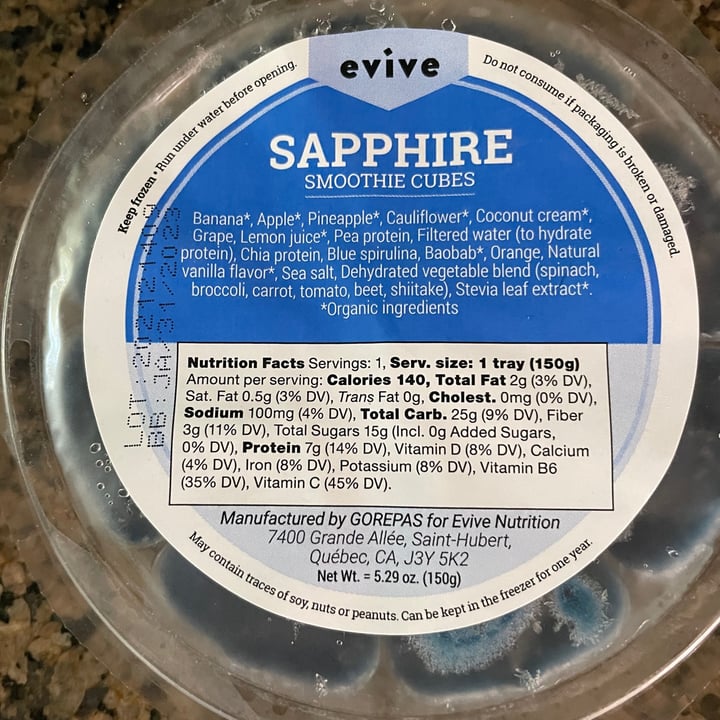 photo of Evive Sapphire smoothie cubes shared by @karenasp on  13 Oct 2021 - review