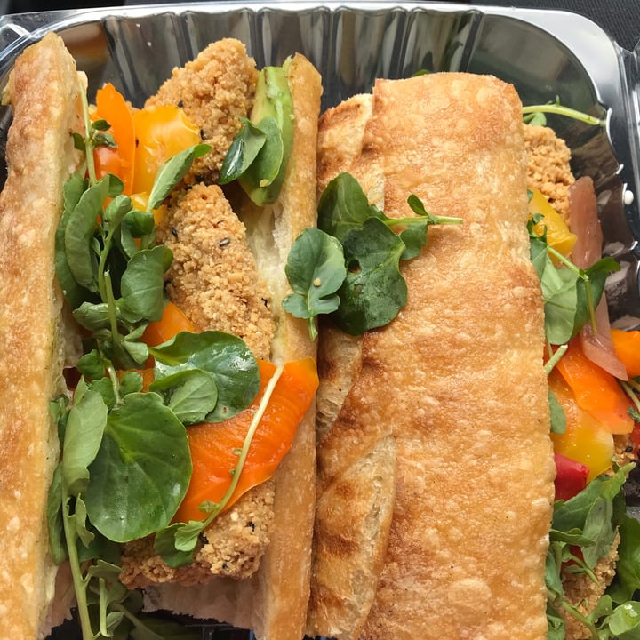 review photo of Blue Sage Vegetarian Grille Robusto Pepita Crusted Tofu Sandwich shared by @ddagostino on 28 Jul 2020 - review