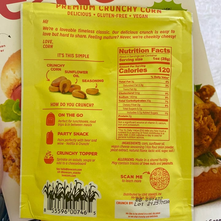 review photo of Love, Corn Vegan Cheesy shared by @timvegmalone on 27 Apr 2022 - review