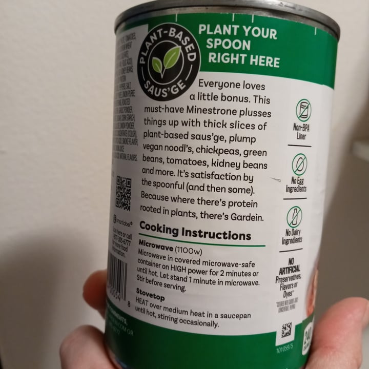 review photo of Gardein Minestrone & Saus’ge Soup shared by @chipsicecream on 08 Mar 2021 - review
