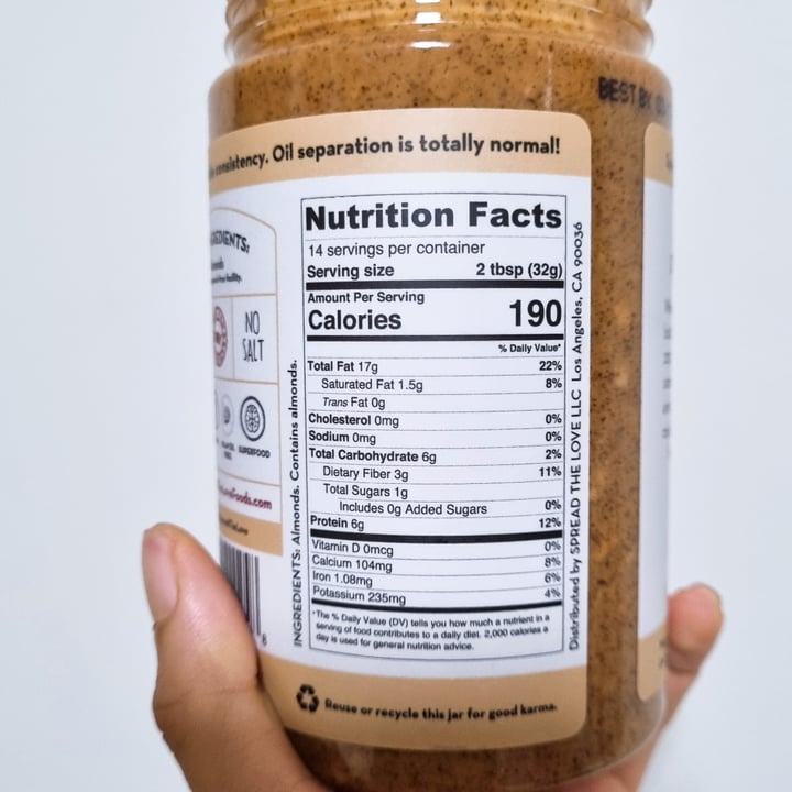 review photo of Spread the Love Almond Butter Unsalted Crunch shared by @eatgrasswithme on 09 Apr 2022 - review