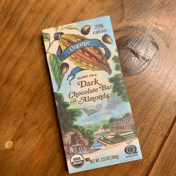 photo of Trader Joe's Organic Dark Chocolate Bar With Almonds shared by @roserose on  08 Dec 2022 - review